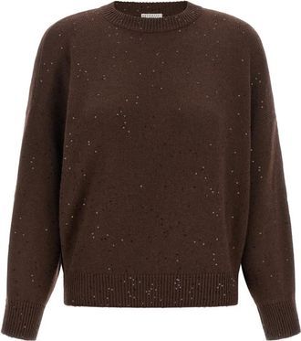 Brunello Cucinelli Truien - Dames - Cashmere truien - Bruin - M - Truien & Vesten
