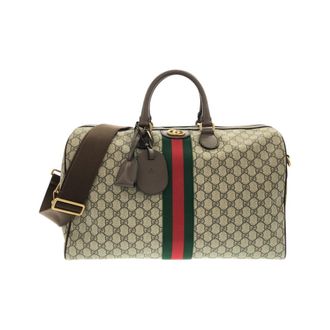 Gucci Beige Brown Gg Supreme Leather Boston Bag (Pre-Owned)