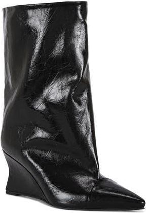 Azalea Wang Vinci Wedge Bootie in Black Pu at Nordstrom Rack, Size 7