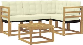 vidaXL Conjunto De Sof&aacute;s De Exterior 5 Uds. Blanco Y Crema Vidaxl