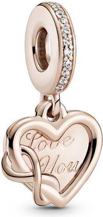 Pandora Moments 14K Rose Gold Plated Cz Heart & Infinity Dangle Charm