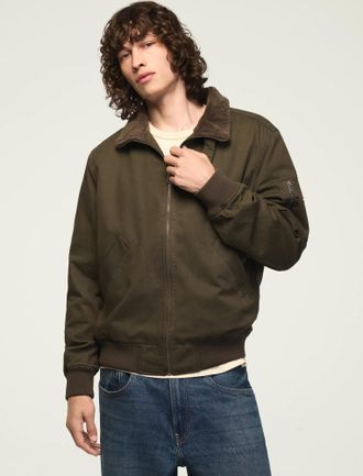 Lucky Brand Mens Sherpa Lined Flight Jacket