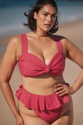 Montce Swim Plus Raspberry Tamarindo Ruffle Bikini Bottoms