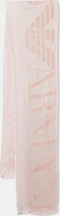 Emporio Armani Pink Eagle Logo Velvet And Modal Scarf