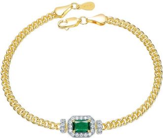 Rachel Glauber 14K Plated Cz Link Chain Bracelet