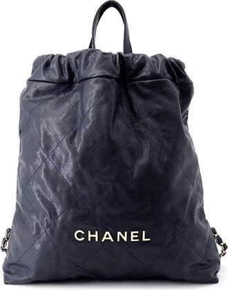 Chanel Navy Grained Calfskin Backpack (Pre-Owned)