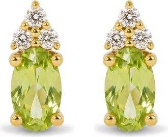 House of Brilliance 10K Yellow Gold Birthstone and Diamond Trio Stud Earrings