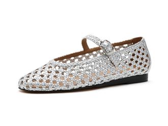 Marc Fisher Evonna Womens Dress Flat Shoes Silver Leather : 6.5 M
