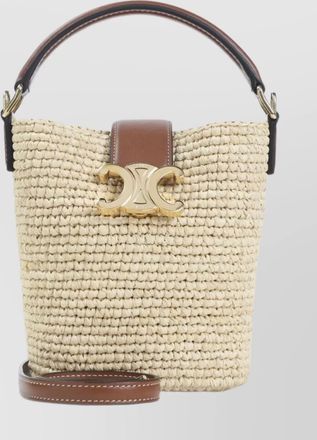 Celine raffia bucket bag adjustable shoulder strap