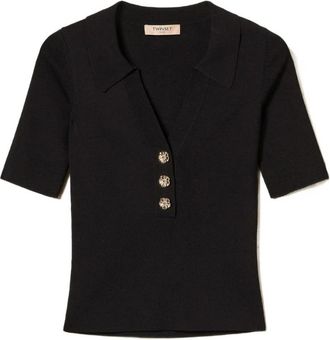 Twinset Zwarte T-shirts en Polos - Dames - Polos - Zwart - M - Tops