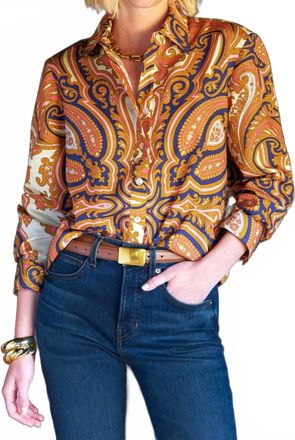 Finley Princess Paisley Mini Monica Shirt In Ivory/pink/navy