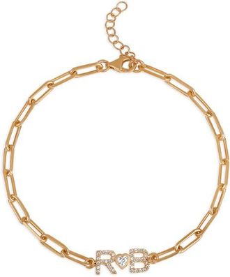 SHYMI Pav&eacute; Initial Heart Bracelet in Rose at Nordstrom
