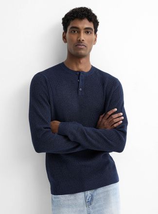 Le 31 Mens Waffle-knit Henley Shirt sweater