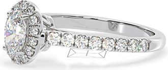 The Diamond Store Georgina GIA Oval Diamond Halo Engagement Ring Platinum 1.30ct G/Vs2