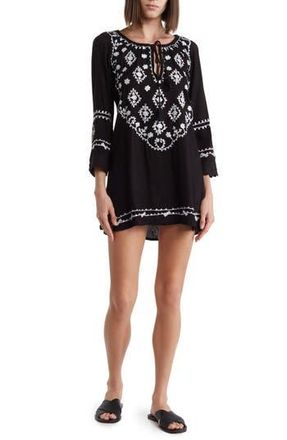 Boho Me Embroidered Sequin Cover-Up Tunic in Black at Nordstrom Rack, Size Medium