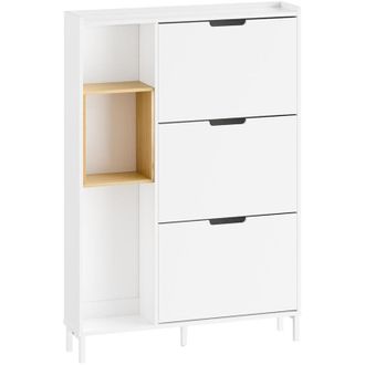 SoBuy SoBuy Three-Door Shoe Cabinet White 90x19x129,5cm Modern FSR209-WN
