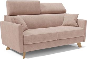 Divani.Store Sof&aacute; cama con reposacabezas ajustables 160 cm rosa