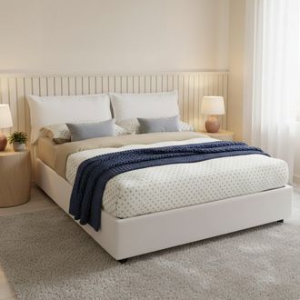 Talamo Italia Letto Matrimoniale Jasmine, Letto Contenitore Con Rivestimento In Ecopelle, 100% Made In Italy, Apertura Frontale, Con Materasso Cm 160x200 Incluso, B