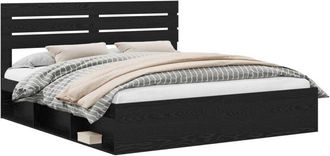 vidaXL Bed Frame with Headboard Black 180 x 200 cm Solid Pine Wood vidaXL