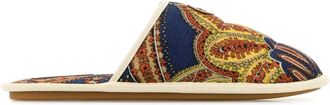 Valentino Garavani Mens Printed Fabric Ta Chambre Slippers - Dark Blue Textile - Size EU 44