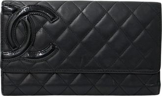 Chanel Black Pink Leather Long Wallet (Bi-Fold) (Pre-Owned)