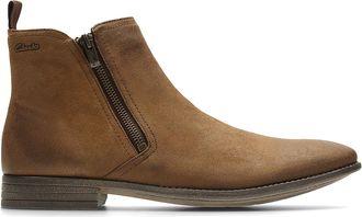 Clarks Chart Zip Mens High Top Shoes, Tobacco Suede Brown, 7 UK