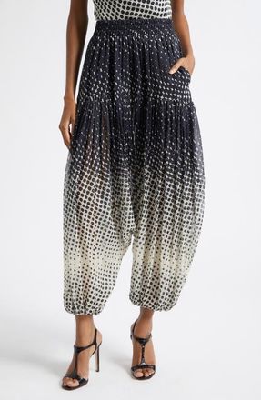 Christopher John Rogers Halftone Wiggle Dot Harem Pants in Black Multi at Nordstrom, Size Medium