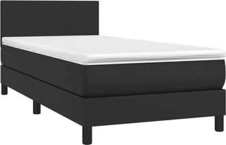 vidaXL Cama Box Spring Colch&oacute;n Y Led Cuero Sint&eacute;tico Negro 100x200 Cm Vidaxl