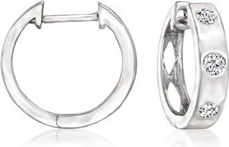 RS Pure by Ross-Simons Diamond Huggie Hoop Earrings in Sterling Silver