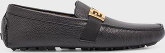 Fendi Mens FF-Buckle Leather Driving Shoes