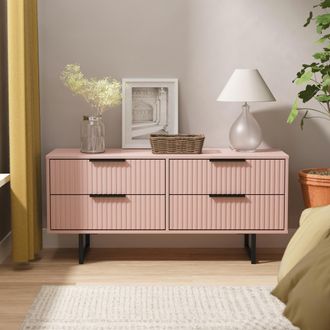Lewis's Fluted 4 Drawer Bedbox in Kobe Pink - Ready Assembled - Lewiss Home | TJ Hughes