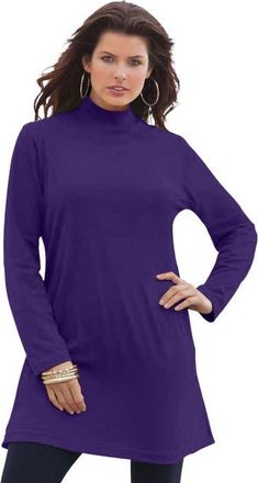 Roaman's Ultimate Mockneck Tunic in Midnight Violet at Nordstrom, Size Medium