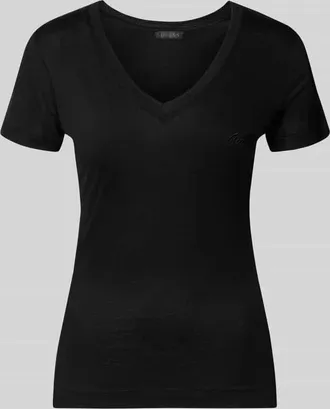 Guess Slim Fit T-Shirt aus reinem Lyocell in Black, Gr&ouml;&szlig;e XL
