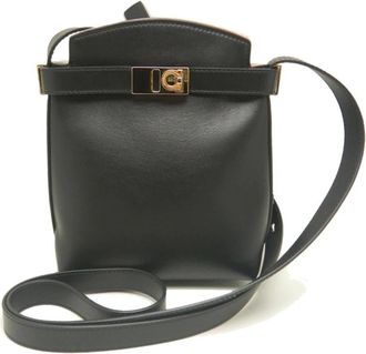 Ferragamo Pre-owned Cross Body Bags, female, Black, Size: ONE SIZE Pre-owned Leather Shoulder Bag