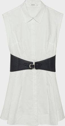 SIMKHAI Adler Sleeveless Belted Mini Shirtdress