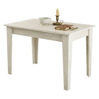 Dmora Mesa Fija Zane, 6 Plazas, Rectangular, Soporta 120 Kg, 110x72x75h Cm Beige M&aacute;rmol