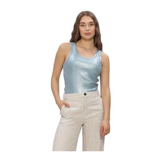 Summum Tops, Dames, Blauw, S, Katoen, Rib Tanktop Cotton Rib