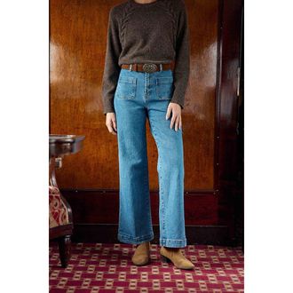 La petite &eacute;toile Jeans met wijde pijpen en hoge taille, ATLANTY