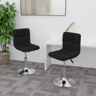 vidaXL Sillas De Comedor Giratorias 2 Unidades Tela Negro Vidaxl