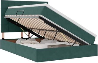 vidaXL Bed with Mattress with Headboard Dark Green 140 x 190 cm Velvet vidaXL