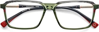 Etnia Barcelona Santa Rosa Translucent Olive Green Rectangular Frame Eyeglasses with Textured Temples