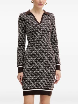 Guess Co patterned V-neck mini dress - Brown
