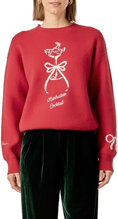 English Factory Manhattan Cocktail Sweater in Dark Red/White at Nordstrom, Size X-Small