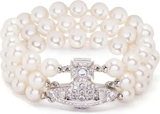 Vivienne Westwood Three-Strand Pearl Bracelet with Silver-Tone Clasp