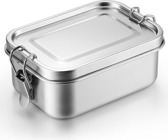 OEM Juego De 2 Fiambreras Bento De Acero Inoxidable 304 Con Tapa, 1400/850 Ml, Herm&eacute;ticas Y Apilables, Para Sopa, Ensalada O Sobras