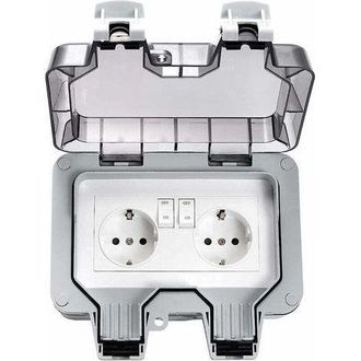 OEM Enchufes Exteriores Impermeables, Enchufe El&eacute;ctrico Doble Exterior Ip66, Enchufes De Pared Impermeables De 2 Grupos Con Tapas
