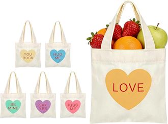 Generic Canvas Bag, Heart Mini Set, 15x15x1cm, Girls Women Tote, Travel School Bag, Versatile Everyday Use, For Girls Women Wife Girlfriend School Travel Beac