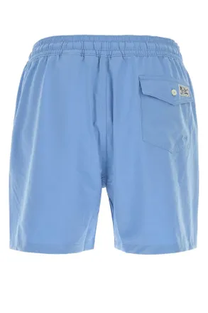 Polo Ralph Lauren Mens Traveler Mid Swimming Shorts Blue Polyester Elastane Swimwear