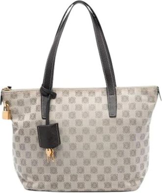 Loewe Pre-owned Tote Bags, female, Beige, Size: ONE SIZE Pre-owned Canvas Tote