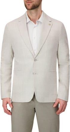 Report Collection Two Button Linen Blend Stretch Plaid Jacket in Stone at Nordstrom Rack, Size 42 Regular